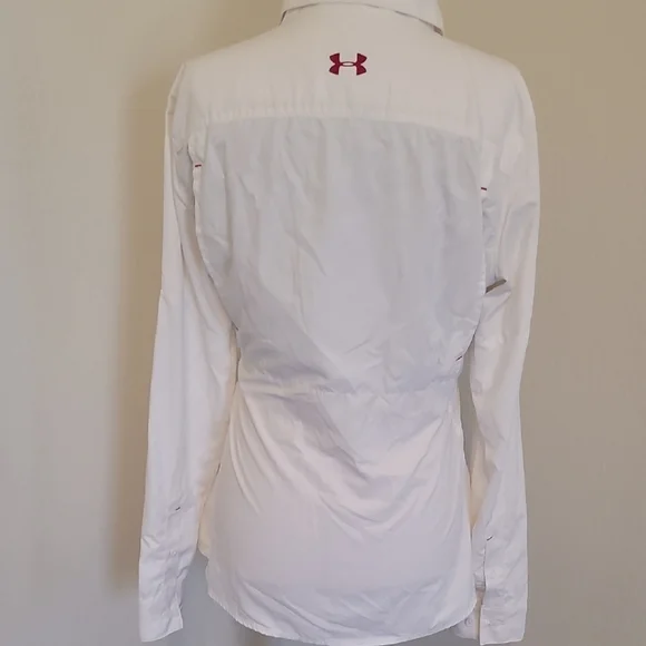 Under Armour White Button Down Shirt with Red Accent - Picture 2 of 9